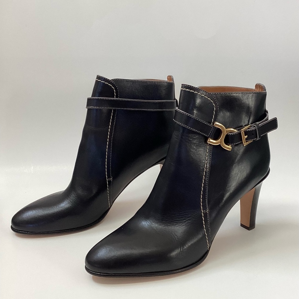 Chloe Women's Black Leather Ankle Booties Sz 9.5